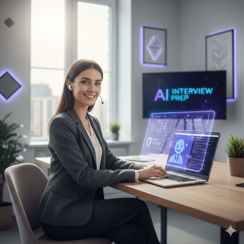 Cloudvyn AI interview session showing a student practising with the AI coach